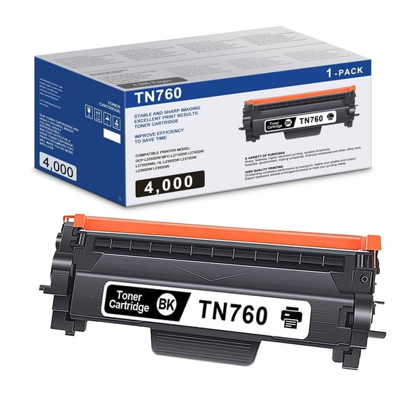 TN760 TN730 Black Toner Cartridge 1 Pack Replacement for Brother TN 760 TN 730  Toner Cartridge  for MFC-L2710DW Printer