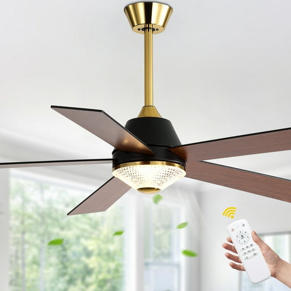 Chords Attic 52" 5-Blade Reversible Ceiling Fan with Light and Remote Control, 6-Speed Settings, Quiet DC Motor