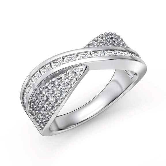 Criss Cross Eternity Ring for Women 925 Sterling Silver Clear CZ Simulated Diamond Wedding Band Elegant Statement Ring Size 6-9