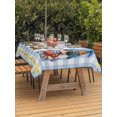 thumbnail image 3 of Outdoor Tablecloth with Umbrella Hole for Patio/Picnic/Party/Camping, Summer Gnomes Nautical Waterproof Table Cloth Rectangle Table Cover Washable, Blue Floral Starfish Checkered (60"x 102"), 3 of 8