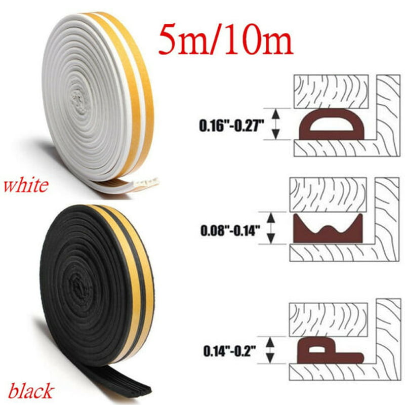 5M E/D/I-type Foam Draught Self Adhesive Window Door Excluder Rubber Seal.