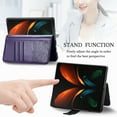 thumbnail image 6 of Dteck Galaxy Z Fold3 5G 7.6-inch Case,Magnetic Butterfly Pattern Leather Card Holder Wallet Case Kickstand Anti-Scratch Shookproof Protection Strap Cover for Samsung Galaxy Z Fold3 5G,Purple, 6 of 9