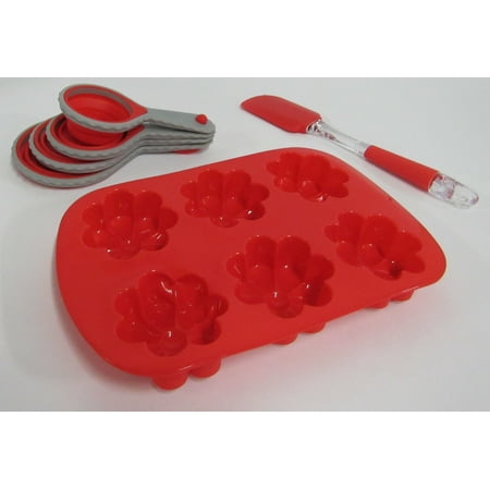 Smart Home Silicone Flower Cupcake Pan w/ Spatula & Collapsible Measuring
