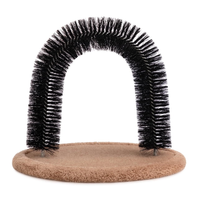 Hollypet Self Grooming Massager and Scratcher Toy - Cat Arch Brush for Back Grooming, Hair Cleaner Pads