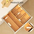 thumbnail image 2 of Yofidra Pure Bamboo Silverware Drawer Organizer: 16.9x18.9 Expandable Large Silverware Utensil Tray Holder, 5-Compartment with 6 Card Slots Flatware Organizer Kitchen Organize, 2 of 7
