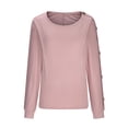 thumbnail image 4 of Olyvenn Teen Girls Trendy Clothing Basic Shirt Tops Oversized T Shirts Long Sleeve Shirtss Fall Fashion 2023 Solid Color Pullover Gifts for Women Crewneck Sweatshirts Pink 10, 4 of 8