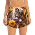 thumbnail image 2 of Gukieu Cute Cat Sunflower Print Women's Sports Shorts with Drawstring Elastic Waistband for Running, Yoga, Fitness-Medium, 2 of 7