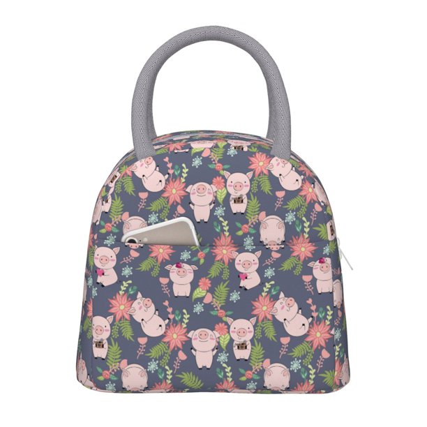 Balery Pigs 1 Bolsa de Almuerzo para Mujeres, Caja de Almuerzo, Bolsa de Almuerzo Pequeña Impermeable, Tote de Almuerzo Reutilizable con Gran Capacidad
