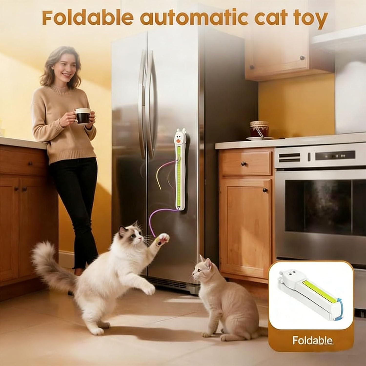Auto Motion Flying Rope Cat Toy,Automatic Electric Wall Mounted Interactive Cat Toy for Indoor Cats,Smart 360° Flexible String Movement Kitten Toys