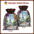 thumbnail image 2 of Rocae Parisian Cafe With Eiffel Print Christmas Drawstring Linen Gift Bag with Drawstrings Treat Bag Goody Present Bags for Christmas Party Favor, 2 of 8