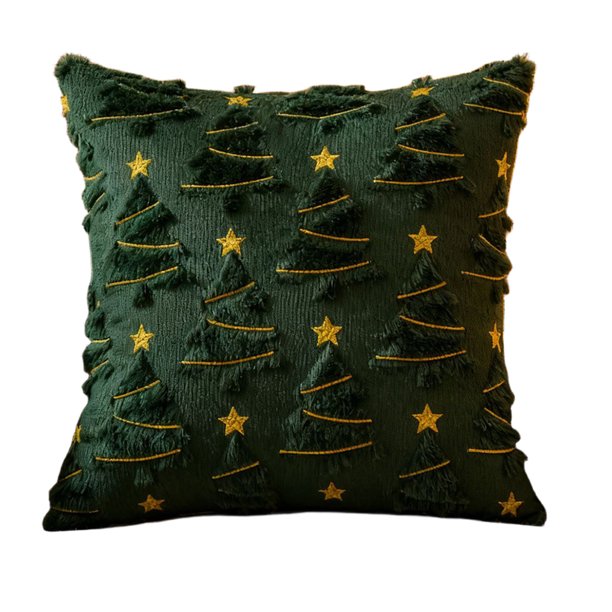 Elegantes diseños navideños: el exclusivo patrón de bordado de estrellas navideñas agrega elegancia al sofá o la cama, creando una alegre atmósfera navideña.