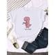 thumbnail image 2 of Camiseta con estampado de té y Rex rosa para mujer, de gran tamaño con cuello redondo ropa holgada, Harajuku, Kawaii, Animal que combina con todo, 2 of 5