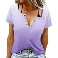 thumbnail image 1 of Liquidation! Hauts Grande Taille pour Femmes, Blouse à Manches Courtes d'Été pour Femmes, T-shirt à Manches Courtes Imprimé Boutonné Col Rond Blouses, 1 of 4