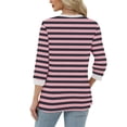 thumbnail image 5 of Women's 3/4 Sleeve Round Neck Pullover Blouse Top Shirt with Print Color Pattern for Casual Daily Wear Business Office Vacation Fashion Essential | CSEONE,Hot Pink L, 5 of 9