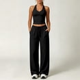 thumbnail image 2 of uvwlwu Women 2 Piece Workout Outfit Racerback Tank Top Waist Wide Leg Pants with Pockets Casual Set for Running Yoga Fitness Activities,L, 2 of 9