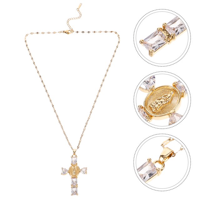 unbranded Collar De Cruz Con Incrustaciones De Rhinestones Para Mujer Y