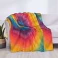 thumbnail image 6 of Horizontal Flannel Blanket Is Light Warm Soft Anti-Pilling Anti-Wrinkle Anti-Allergy And No Hair Loss For Bed And Sofa Camping Travel Darkmagenta Tie-Dye Background Rainbow Colors, 6 of 8