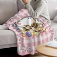 thumbnail image 3 of Easter Bunny Blanket Soft Cozy Warm Throw Blanket for Couch, Plush Fuzzy Flannel Fleece Blankets for Sofa, Spring Easter Eggs Chick Floral Pink Check Bed Blankets Lightweight Gifts for Women, 30"x40", 3 of 9