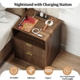thumbnail image 6 of KIGOTY Farmhouse Nightstand Set of 2 with Charging Station, Night Stand Bedside Table with 2 Drawers,End Side Table with Open Shelf for Bed Room(White-Brown, 2 Pack), 6 of 7