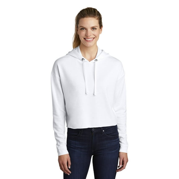 Sport-Tek Ladies PosiCharge Tri-Blend Wicking Fleece Crop Hooded Pullover LST298