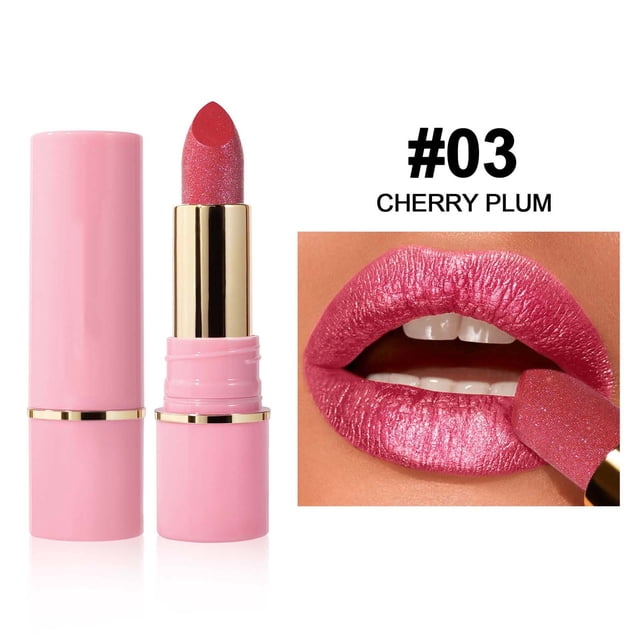 Fiudx Labial Perlado, Brillo Hidratante, Color Duradero, Textura de Fácil Aplicación, Maquillaje Natural Diario, Look Glamuroso de Noche, 8 Tonos Deslumbrantes Disponibles