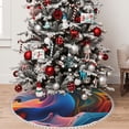 thumbnail image 5 of Rocae Vibrant Fluid Motion Art for Christmas Tree Skirt with Pom Pom Trim for Holiday Party for Holiday Home Decor Indoor Outdoor-36", 5 of 7