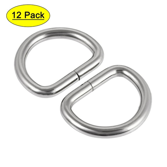 Metal D Ring 0.98"(25mm) D-Rings Buckle for Hardware Bags Belts Craft DIY Accessories Silver Tone, 12pcs
