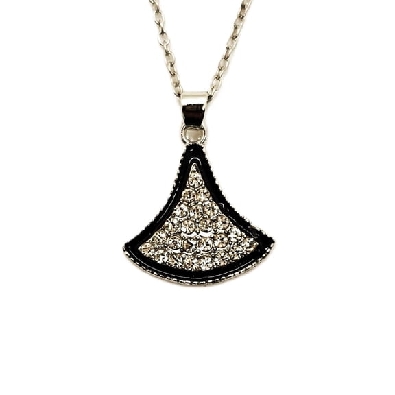 Omodo Fan Shaped Clear Crystal Feminine Necklace, Silver Tone, Women Jewelry, Birthday Anniversary, Valentine’s Holidays Gifts for Her