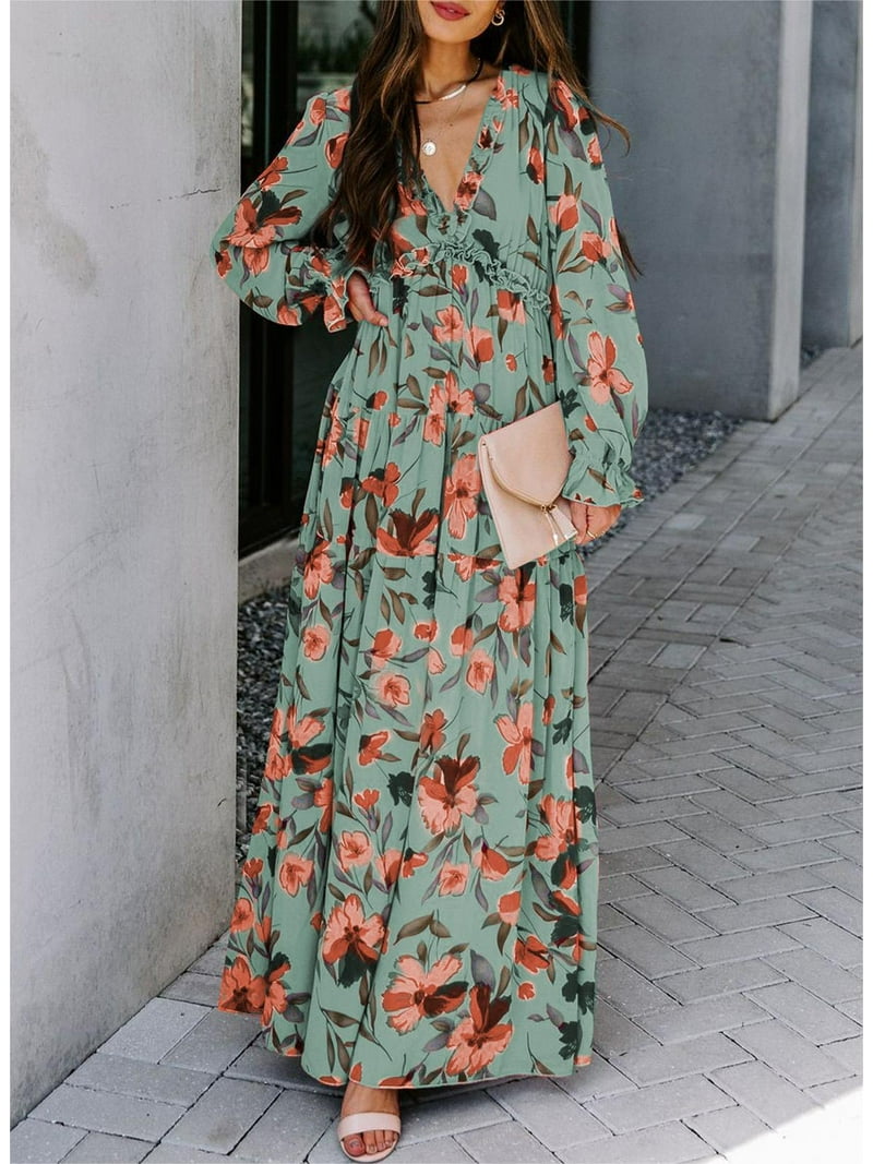 MIXXO[ミッソ] Cool Nashi Flare Long One Piece Dokotoo Womens Casual High Waist Long Sleeve Flowy Maxi