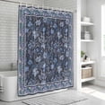 thumbnail image 6 of Navy Blue Floral Boho Shower Curtain, Waterproof Shower Curtains for Bathroom, Ethnic Tribe Abstract Art Flower Washable Fabric Bathtub Curtain Set Bath Decor with 12 Hooks Stall 36"x72", 6 of 8