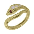 thumbnail image 1 of LBG British Made Classic 18k Yellow Gold Natural Opal & Ruby Womens Band Ring - 33 size options - Size 5.25, 1 of 6