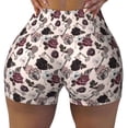thumbnail image 2 of Fotbe Retro Red Black Roses Shorts Sin Costuras – Shorts Deportivos de Cintura Alta para Mujer, Elásticos para Gimnasio, Yoga, Running o Ciclismo-Large, 2 of 8