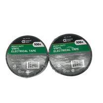 Commercial Electric 1.5" x 108' Heavy Duty Electrical Tape, 2-Pack - Black, Flame Retardant