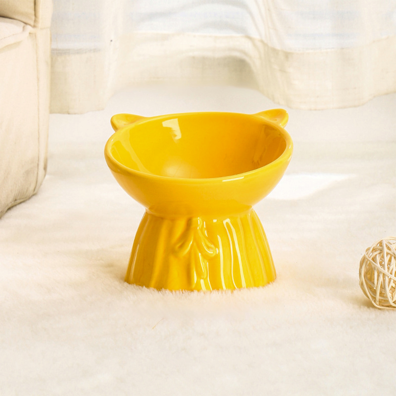 SUTWOEN Elevated Cat Food Bowl, Ceramic Raised and Tilted Water Bowl,Anti Vomiting and Protect Pets Spines Dishes for Fat Faced Cat, Indoor Cats,Kitten,Small Dog