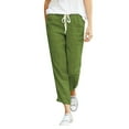 thumbnail image 1 of Gibobby pantalones de mujer Pantalones de algodón y lino elásticos con cordón informal suelto para mujer (Verde, XXL), 1 of 4