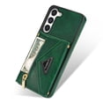 thumbnail image 5 of ELEHOLD Luxury Leather Wallet Case for Samsung Galaxy S23,with Card Slots Zipper Pocket Kickstand Function Adjustable Crossbody Shoulder Strap Shockproof Purse Phone Case,Green, 5 of 7
