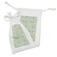 thumbnail image 2 of Lemons Fabric Pouch Set of 2, Colorful Citrus Floral Leaves Blossoms Pattern, Small Drawstring Bag for Toiletries Masks and Favors, 9" x 6", Pale Blue Pale Yellow, by Ambesonne, 2 of 2