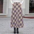 thumbnail image 5 of Fall Winter Women's Tartan Skirts Plus Size High Waisted A Line Swing Skirts Fashion Loose Pleated Plaid Skirt with Pockets Khaki L, 5 of 5