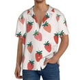 thumbnail image 3 of Vsdgher Hand Drawn Strawberry Print Men's Wrinkle Free Untucked Cuban Shirt Business Casual Button Down Shirts Short Sleeve Shirt, 3 of 7