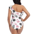 thumbnail image 5 of Picia Cute Dinosaur Pattern Women's One Piece Swimsuits,One Shoulder Swimwear Asymmetric ,Ruffle Monokinis Bathing Suits,High Waisted Flattering Bathing Suits-Medium, 5 of 8