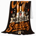 thumbnail image 2 of Playful Corgi Warning Illustration Winking Dog Orange Hearts, Playful Pet Portrait Pattern, Warm Flannel Blanket for Living Room and Reading Nook, Dog Lovers Friendship Gift, Pet Lover Home Decor, 2 of 9