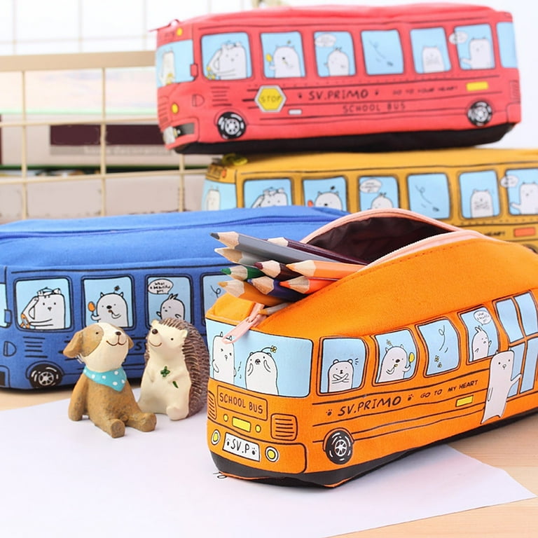 2*Stationery Bag) Student Stationery Small Animal Bus 2*Stationery Bag) Student Stationery Small Animal Bus