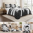 thumbnail image 6 of Quilts Queen Size Bedding Set, Tropical Plants Lightweight Quilted Comforter, Summer Coastal Palm Tree Leaves Vintage Black Reversible Bedspread Coverlet with Pillow Covers for All Season, 90" x 96", 6 of 9