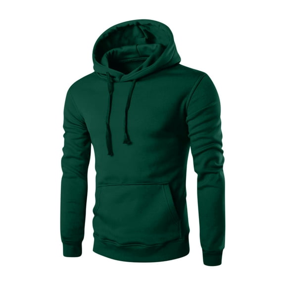 Nestiefly Men's Cotton Casual Hoodies Sweatshirts Fashion Long Sleeve Drawstring Fleece Pullover Hoodie with Pockets Dark Green 2XL