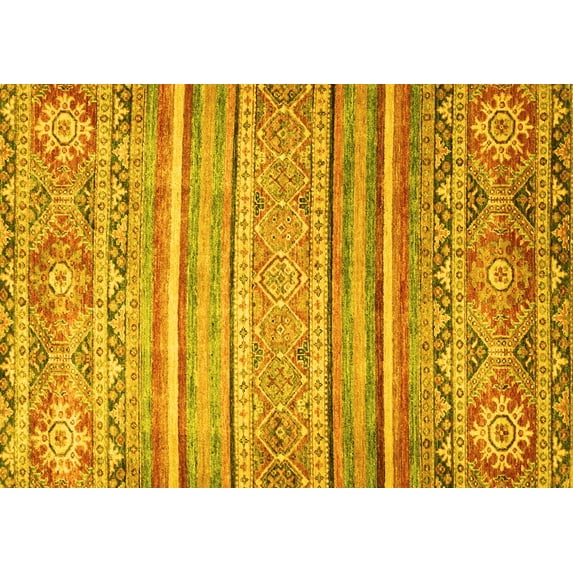 Ahgly Company Indoor Rectangle Abstract Yellow Modern Area Rugs, 4' x 6'