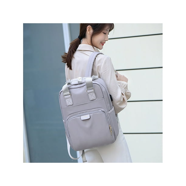 Colisha Girls Oxford Backpack Handbag Rucksack Ladies Large Capacity Anti Theft Daypack USB Charging Port Laptop Top Handle Bag Travel Gray Bear