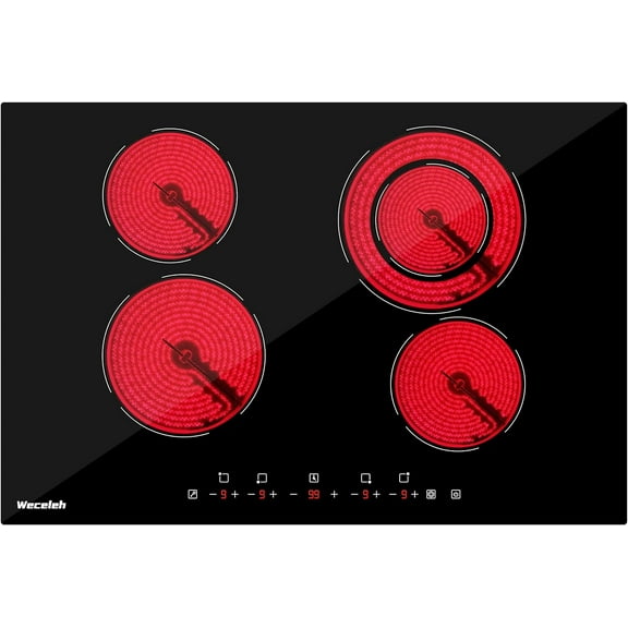 Weceleh 30" Electric Cooktop,4 Burners Built in Ceramic Stove,Electric Stove Top 6400W