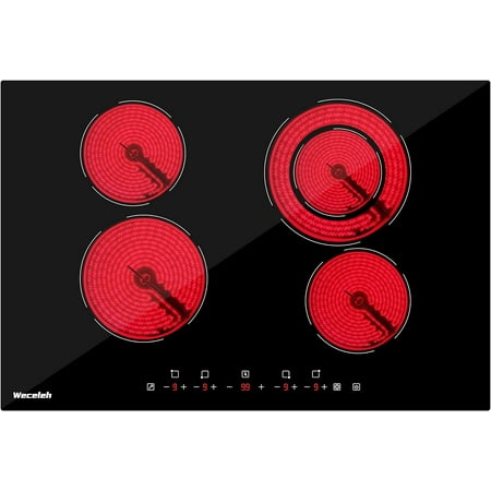 Weceleh 30" Electric Cooktop,4 Burners Built in Ceramic Stove,Electric Stove Top 6400W