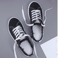 thumbnail image 5 of EliteGoogv Womens Mule Sneakers Canvas Slip On Shoes Low Top Flat Walking Shoes For Women Distressed Frayed Edge Lace Up Loafers Casual Footwear US: 8.5 Black, 5 of 9