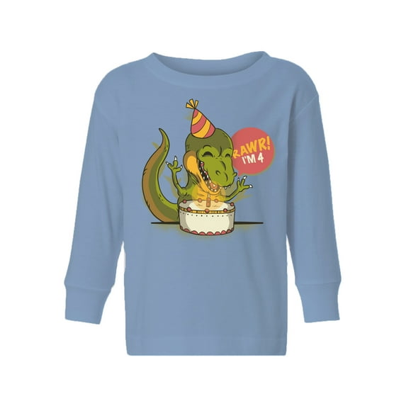 Awkward Styles 4th Birthday Toddler Long Sleeve Shirt I'm Four Dinosaur Kids T-Shirt